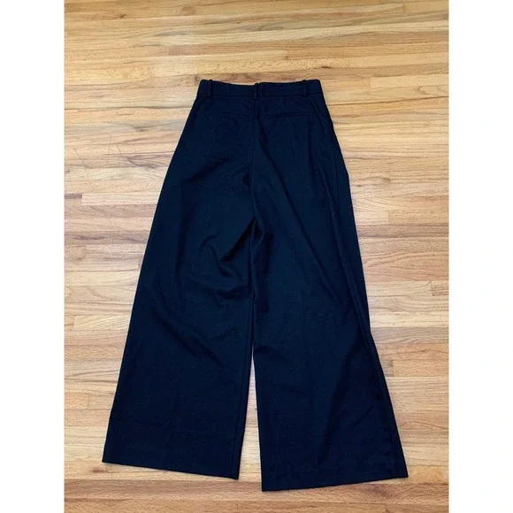 Madewell The Harlow Superwide-Leg Trouser 00 Black High Rise Pleated Pants - Picture 2 of 10